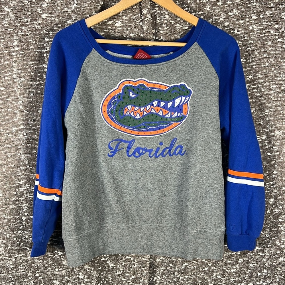 Colosseum Athletics Florida Gators Blue/Orange Ladies Bedazzled Med Sweater‎